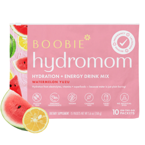 Boobie Hydromom Breastfeeding Supplement for Pregnancy and Lactation Drink, Watermelon Yuzu, 10 servings