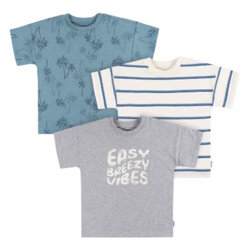 Gerber Toddler Boys' T-shirts - Easy Breezy Vibes - 12 Months - 3-Pack