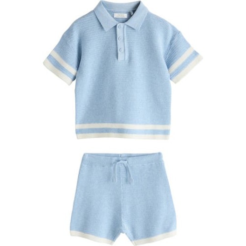 Stripe Polo Sweater & Shorts Set, 12-18M