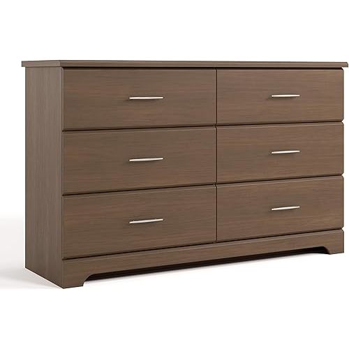 Stork Craft Brookside 6-Drawer Dresser (Hazelnut) – GREENGUARD Gold Certified, Wood Dresser for Bedroom, Kids & Nursery Storage Chest, Safety Interlocking Drawers, Pre-Installed Tracks, Kids Chest