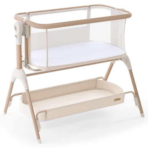 Harppa Cuddly Signature Baby Bassinet, BSA Certified, Washable Mattress | Ultra-Breathable Mattress, 3-in-1 Newborn Bassinet with Adjustable Height Gentle Rocking for Comfortable Sleep