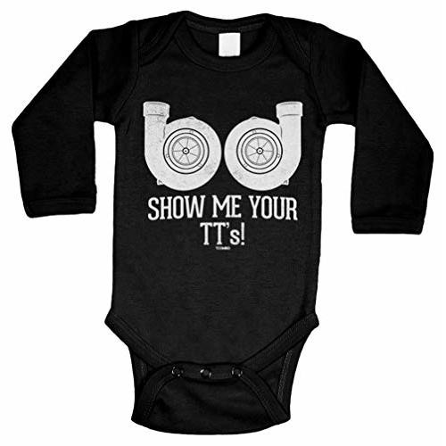 Show Me Your TT's - Car Race Drive Long Sleeve Bodysuit (Black, Newborn)