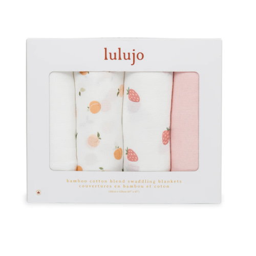 Bamboo Muslin Swaddle Blankets (4-Pack) | Soft & Breathable | Lulujo