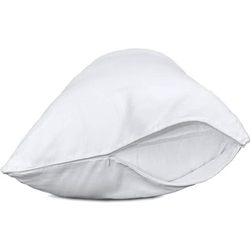 Precoco Queen Pillow Cases Set of 2 | 100% Cotton White Pillowcases Queen Size with 600 Threads | Stable Pillow Covers with Zipper Hidden for Hotel Quality, 20x30