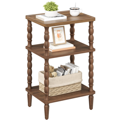 17 Stories 3-tier Small End Table With Solid Wood Legs | Wayfair