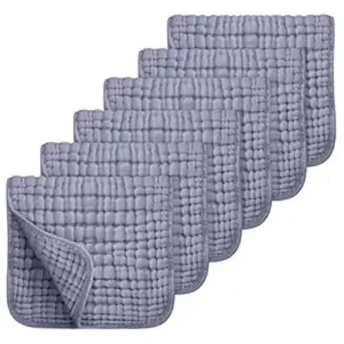 Looxii Muslin Burp Cloths 100% Cotton Muslin Cloths Large 20''x10'' Extra Soft and Absorbent 6 Pack Baby Burping Cloth for Boys and Girls (Fog Blue)