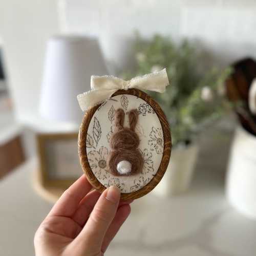 Needle Felted Bunny Wall Decor: Handmade Nursery Art