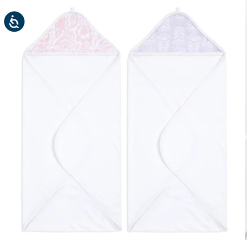 Purple & Pink Hooded Baby Towel 2pk | aden + anais