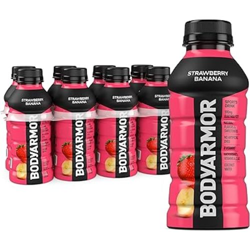 BODYARMOR Sports Drink, Strawberry Banana, Electrolyte Drink Hydration, 12 Fl Oz Bottles (8 Pack), Flavored Coconut Water with B Vitamins & Antioxidants
