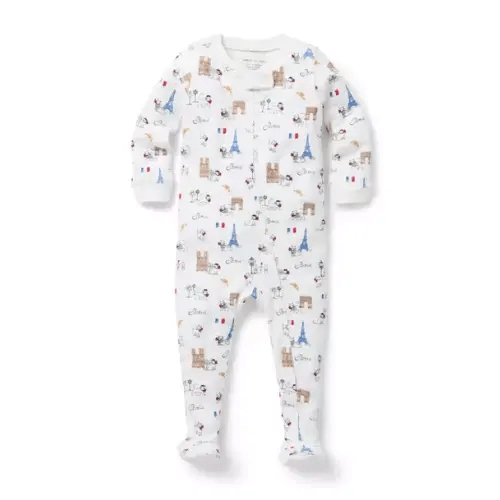 Baby Jet Ivory Paris Cat Baby Organic Cotton Paris Cat Footed Pajama by Janie and Jack