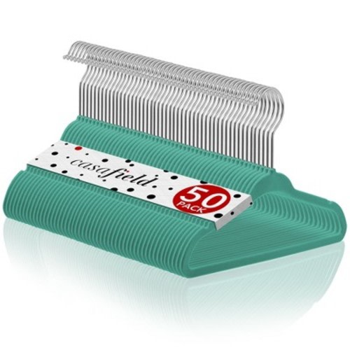 Casafield 11" Velvet Baby Hangers for Infant & Toddler Clothes, Teal - Set of 50