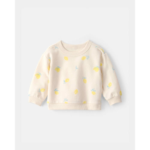 Baby Girl Lemon French Terry Pullover Sweatshirt - Cream - Carter's | Carter's