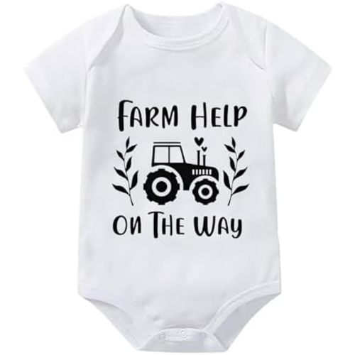 Farm Helper On The Way Infant Bodysuit Girl Short Sleeve Coming Home Outfit for Baby Girl Summer White Unisex 0-3
