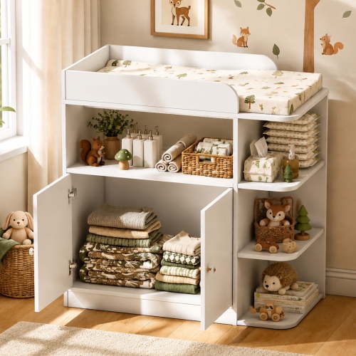 Linor Baby Dresser with Changing Table, 34.3 x 18.5 x 34.5 in, White