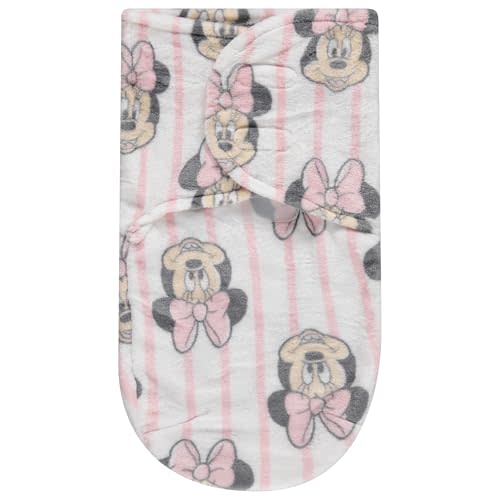 Disney Minnie Mouse Stripe Single Ply Baby Swaddle Sack, Easy Wrap Newborn Infant Swaddling Blanket, Soft Comfort Swaddler, Sleep/Hospital Swaddles for Newborns