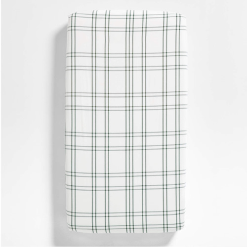 Stax Pine Green Yarn-Dyed Organic Cotton Baby Crib Fitted Sheet