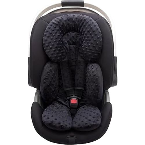 Pro Goleem Infant Car Seat Insert, Baby Head Neck Body Support, Soft Minky Newborn Car Seat Strap Pads, 2-in-1 Reversible, Boys and Girls, Black
