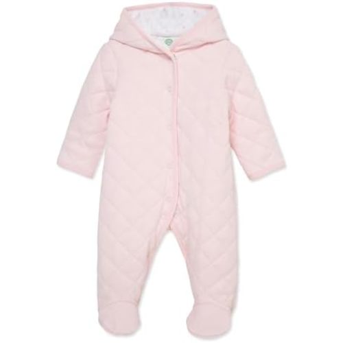 Little Me Clothes for Baby Boys' and Girls' Organic Cotton Quilted Velour Pram Snowsuit, NB to 9 Months