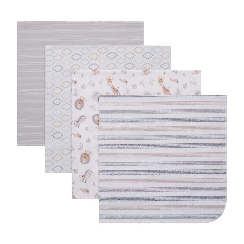 George Baby Flannel Receiving Blankets, 4-pack, organic cotton