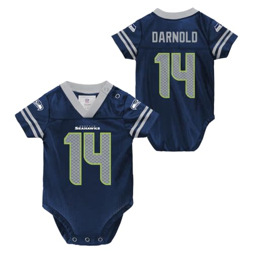 Sam Darnold Seattle Seahawks #14 NFL Newborn Baby 0/3M-6/9M Navy Creeper Bodysuit Jersey