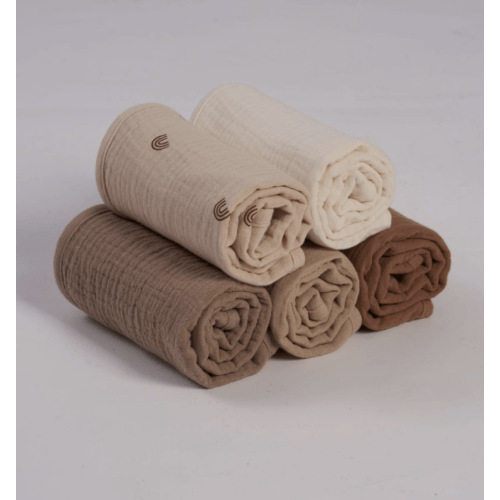 Organic Muslin Burp Cloths - Dusty Dunes 5 Pack