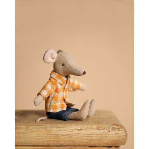 Maileg Dad Mouse In Yellow Checkered Shirt