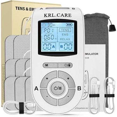 Dual Channel TENS EMS Unit 40 Intensities for Gradual Pain Relief Therapy, 24 Modes Muscle Stimulator, Electronic Pulse Massager with 8 Pads, Dust-Proof Drawstring Storage Bag