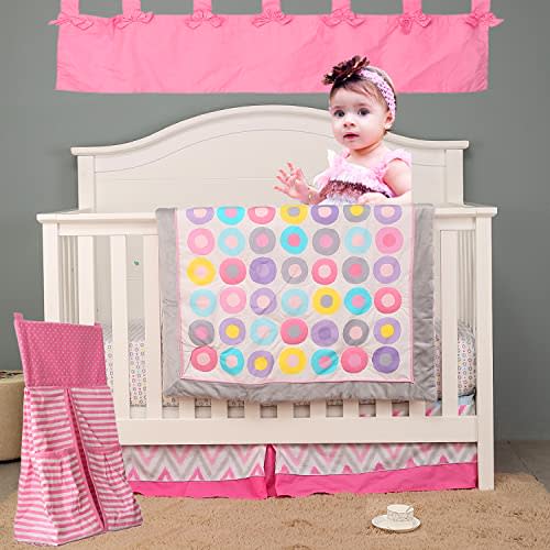 Pink Bubble Nursery Crib Bedding Set for Girls