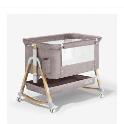 HARPPA Cuddly 3-in-1 Baby Bassinet Bedside Sleeper for Reflux | Attaches to Bed, Adjustable 5 Heights, Non-Toxic & CPSC Certified | Sturdy Aluminum Frame, Portable Wheels, Tool-Free Setup, Gentle Rocking | Perfect for Newborns, Infants, Small Spaces & Saf