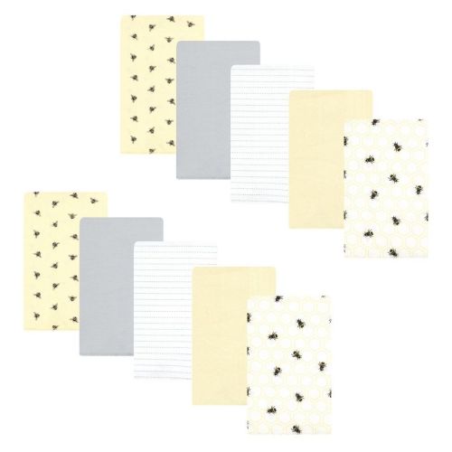 Hudson Baby Cotton Poly Flannel Burp Cloth 10pk, Honey Bee, One Size