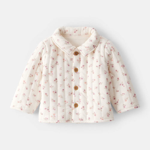 Cream Baby Girl Floral Quilted Sweater - Cream | Carter’s Oshkosh Canada