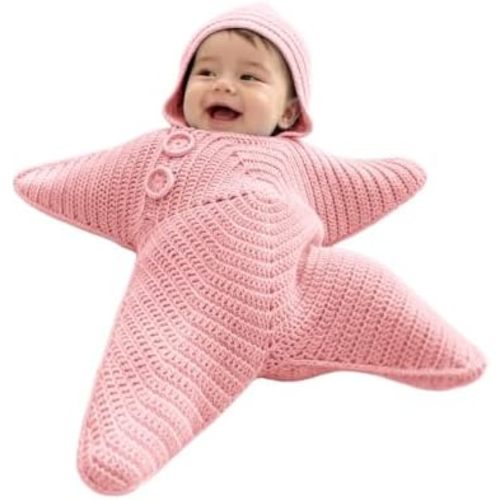 Newborn Baby Starfish Onesie Soft Knit Hooded Jumpsuit Comfort Warm Romper