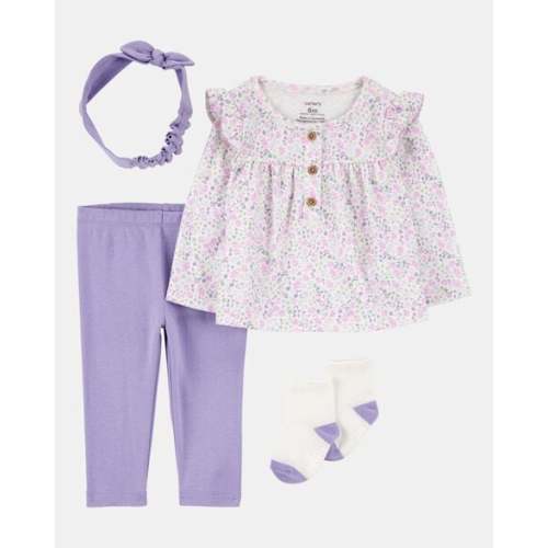 Baby Girl 4-Piece Floral Outfit Set - Purple | Carter's