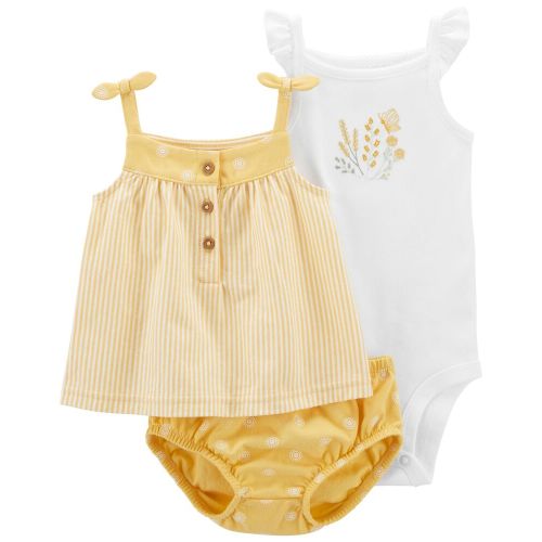 Baby 3-Piece Little Diaper Cover Set - Yellow/White