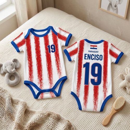 Paraguay Baby Bodysuit, Custom Name & Number Shirt, Personalized Soccer Fan Outfit Kids's 6M sold by Injustice Chilling | SKU 2638790205 | Printerval