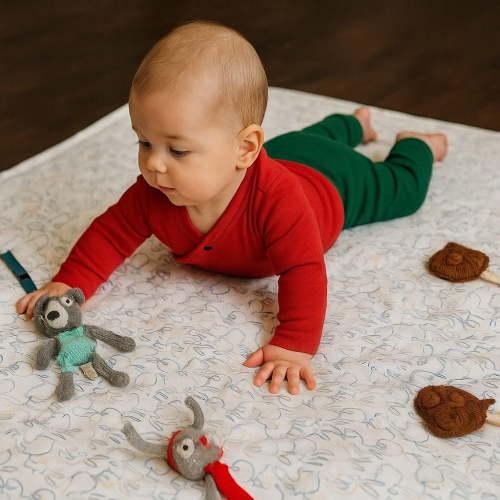 Rectangle Play Mat - Bunnies | 100% Organic - Finn + Emma
