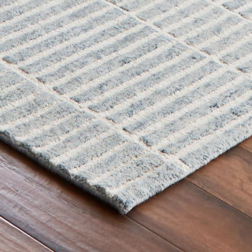 allen + roth Serene Sails 8 x 10 (ft) Tufted Wool Blue Ivory Rectangular Indoor Professionally Clean Only Area rug