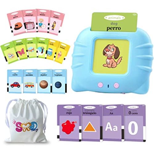 Spanish Flash Cards for Kids,Bilingual Flash Cards for Toddler/Beginning - ABC,Numbers,Colors,Shapes,Español/English Talking for Preschool,Kindergarten,Ages 2+