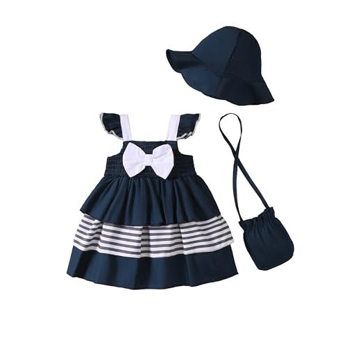 SODLON Baby Girl Dress Infant Newborn Clothes Summer Sleeveless Layer Ruffle Dresses Casual Beach Sundress for Girls 0M-3T