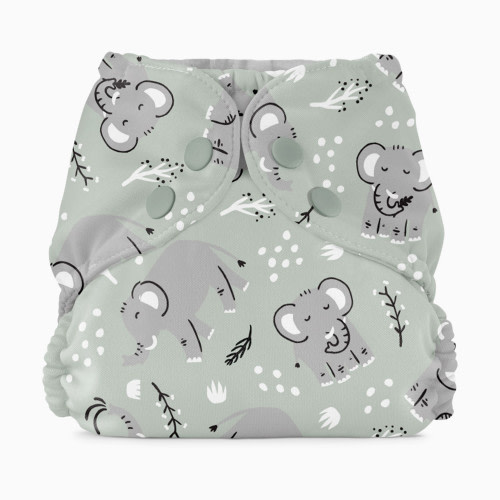 Esembly Recycled Diaper Cover (Outer) + Swim Diaper - Elephants, Size 1 (7-17 Lbs)