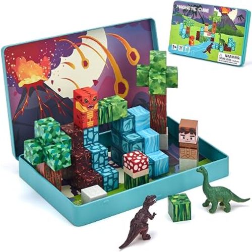 hahaland Mini Magnetic Blocks Travel Set with Magnetic Case for Kids 3-5