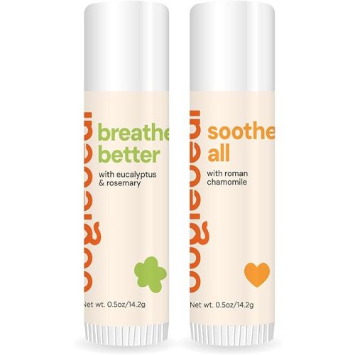oogiebear Organic Nourishing Soothe All & Breath Better Balms - Naturally Soothing, Gentle Moisturizer, On-The-Go Size with Travel Pouch - 0.5 oz, Safe for Infants, Doctor Made