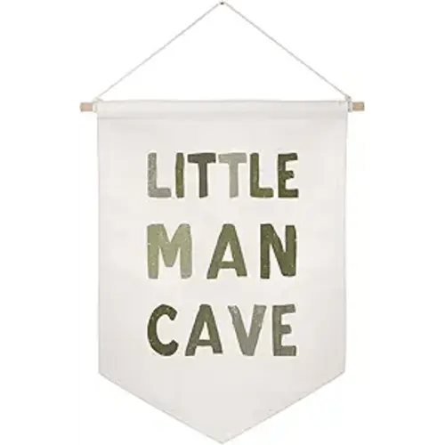 ZEARPT Little Man Cave Pennant Flag Wall Art Banner, Kids Room Decor, Nursery Wall Decor, 12.5 x 18 inches, Eco-friendly Fabric, Boho Style