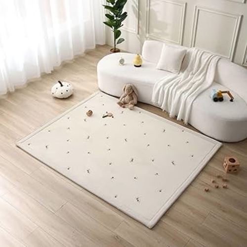 Hakuna Matte Premium Baby Playmat for Floor 60" x 80" – Cloudsoft Coral Velvet Memory Foam Rug for Crawling – Non-Slip, Water-Resistant, Non-Toxic, Easy-Care Muscle Mat – Thick Play Mat for Baby