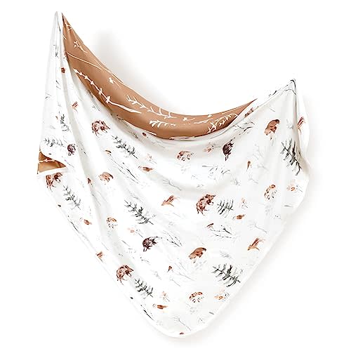 GRSSDER Baby Blankets Super Soft Stretchy Jersey Knit Swaddle Blanket for Baby Girls and Boys, Double Layer Reversible Receiving Blankets 34 x 44, Extra Large for Swaddling