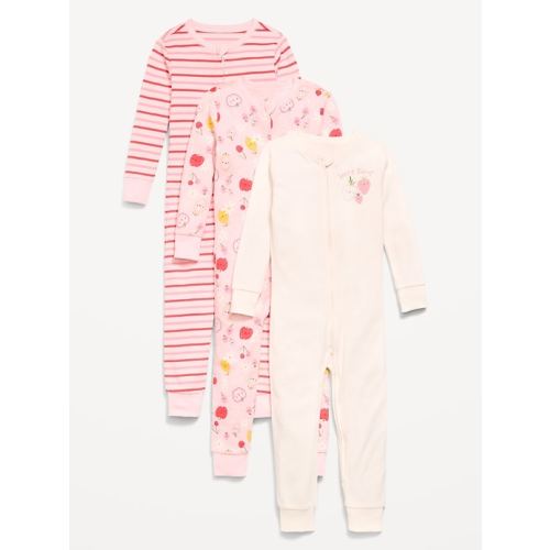 Unisex Snug-Fit 2-Way-Zip Pajama One-Piece 3-Pack for Toddler & Baby