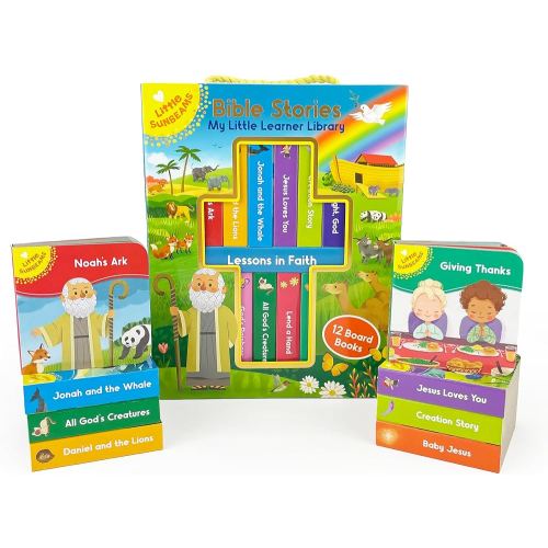 My Little Learner Library: Bible Stories - Christian (12 Board Books) for Toddlers