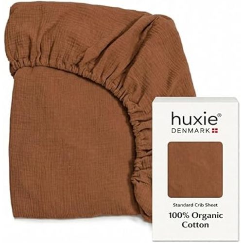 Crib Sheets – Organic Cotton Muslin Fitted Crib Sheet – Standard Size for Baby Boy and Baby Girl 28" x 52" Ultra-Soft and Breathable. (Cedar)