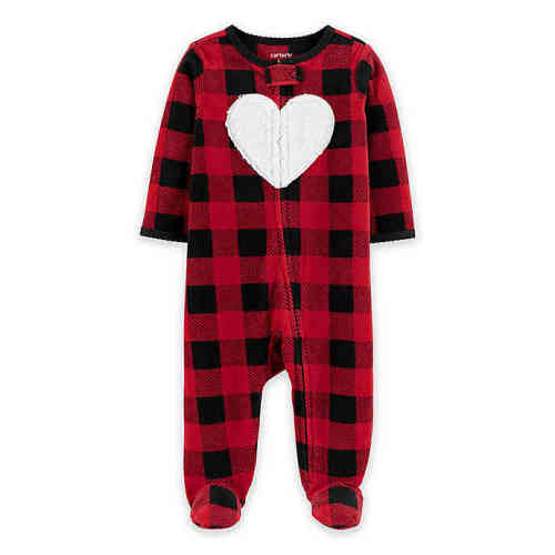 carter's® Size Newborn Buffalo Hearts Zip-Front Footie in Red