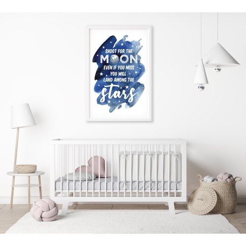 Shoot for the Moon Nursery Art, Inspirational Space Print (Digital Download)